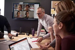 Office Team Working together with Microsoft Teams